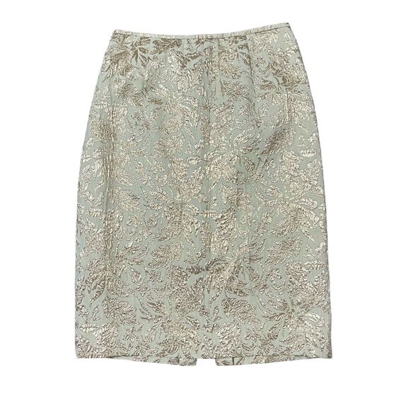 Lafayette 148 New York Dresses & Skirts - LAFAYETTE 148 Jacquard Pencil Skirt Mint Green Gold Sz 2 Knee Length High Rise